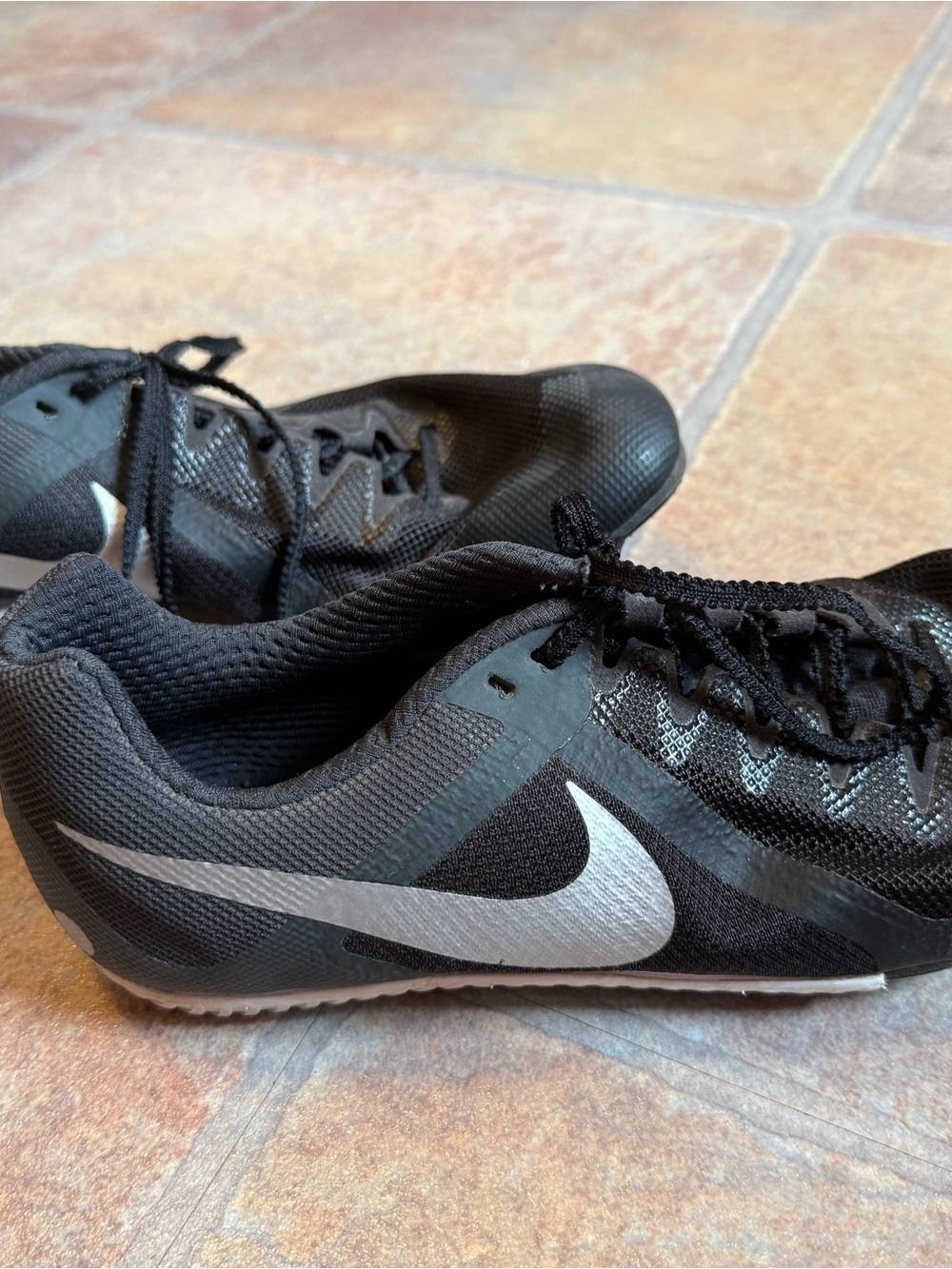 Nike Black Silver Racing Spikes